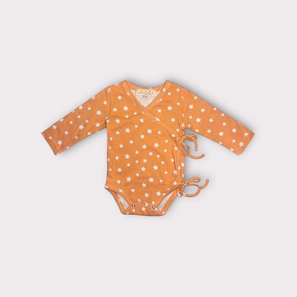 Tutu Du Monde Orange Cream Star Pattern Kimono Bodysuit NWOT